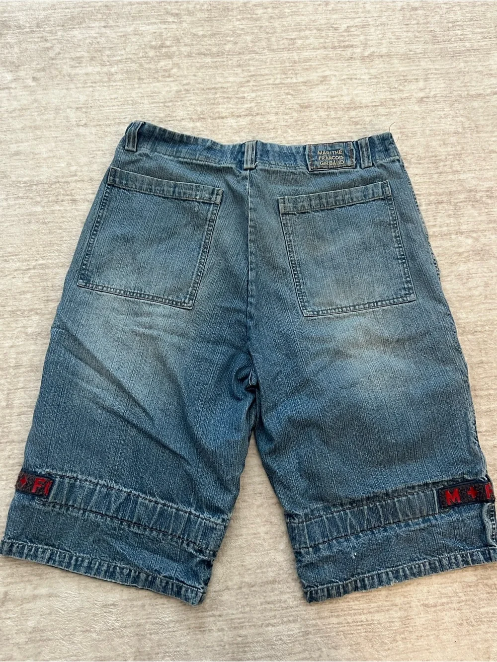 Marithe Francois Girbaud Blue Denim Cargo Shorts size 34